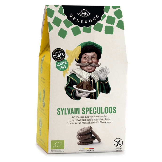 [PF/4400-u] Sylvain Speculoos  Zwarte Piet, chocolate coated, 140g Bio